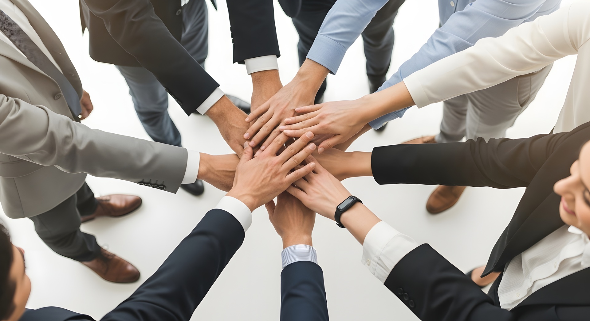 Team legt Hände zusammen | Hygiene Schulung E-Learning